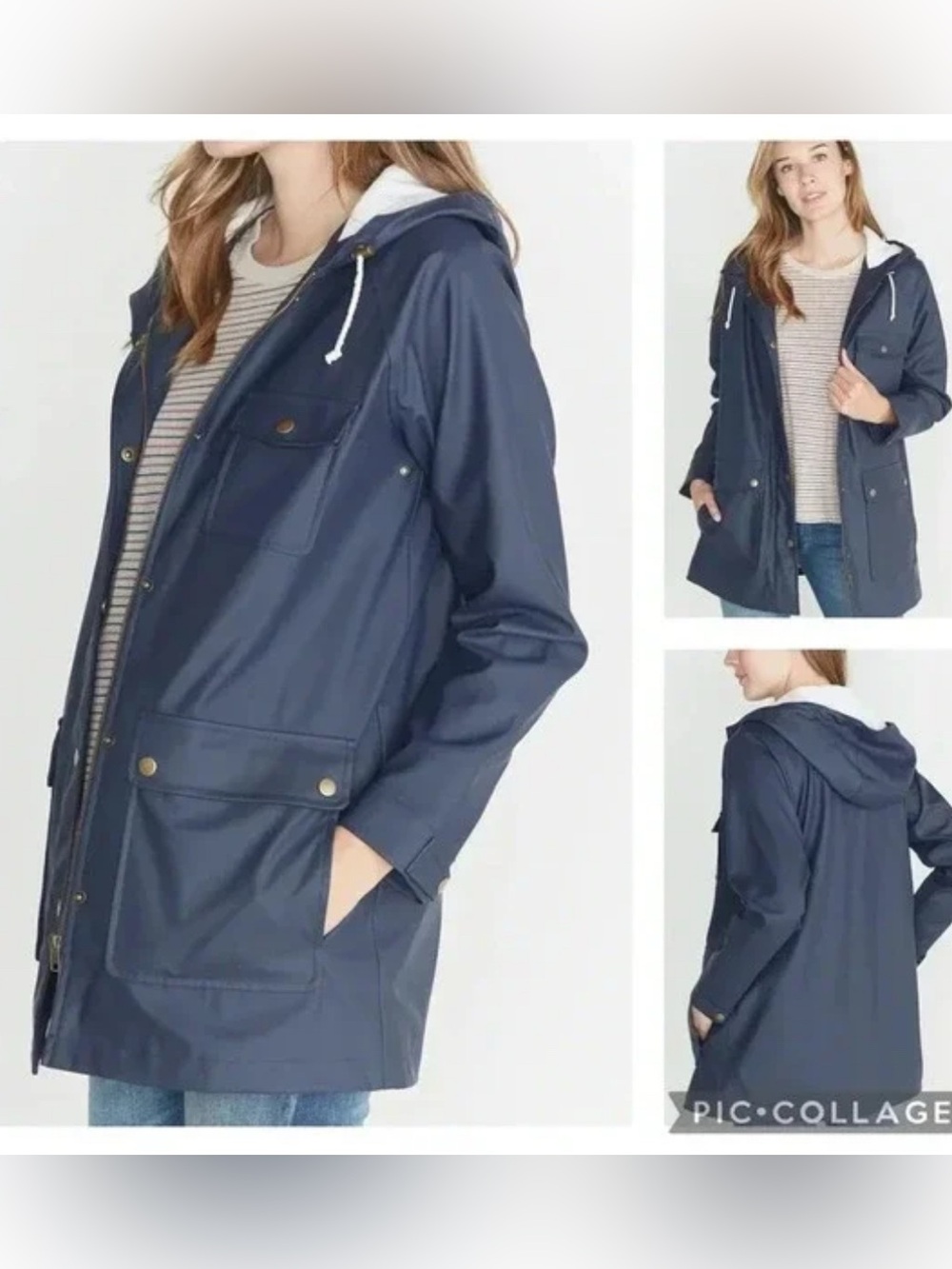 Marine Layer M Birdie Rubber Duckie Lined Raincoat Jacket zip preppy classic